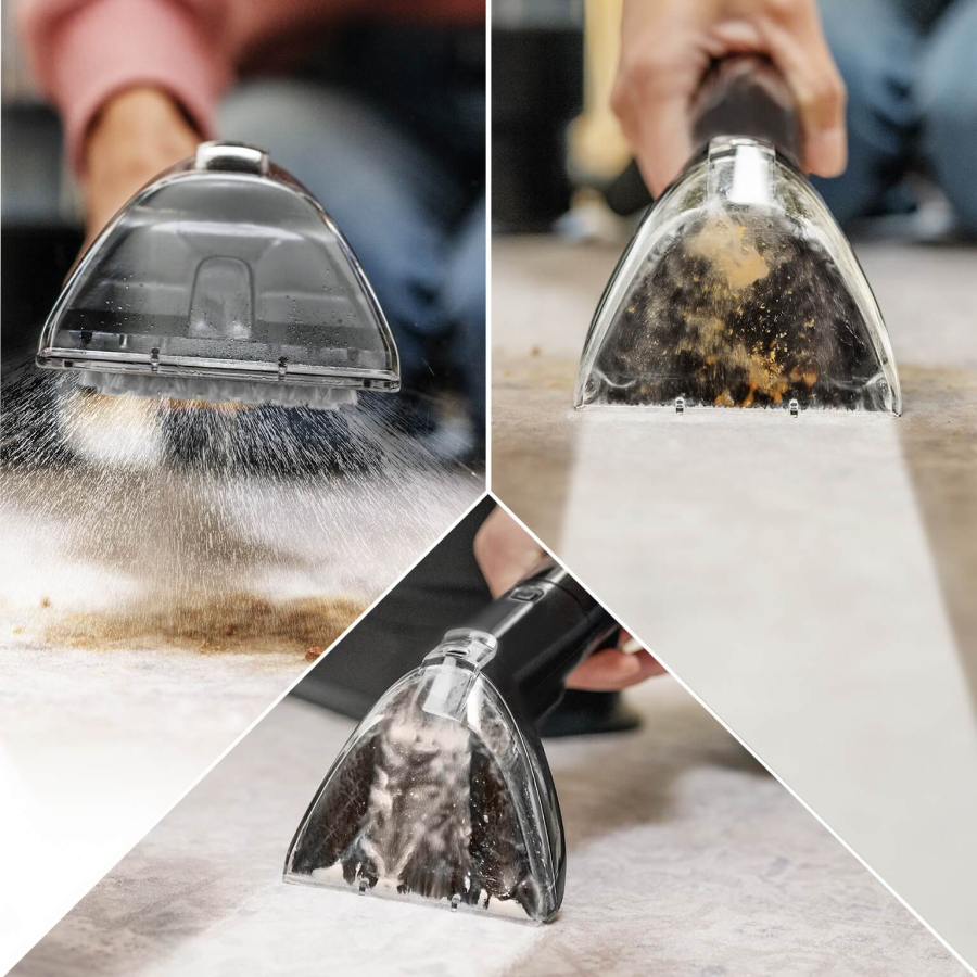 VAPORISEZ, FROTTEZ ET ASPIREZ EN UN SEUL PASSAGE