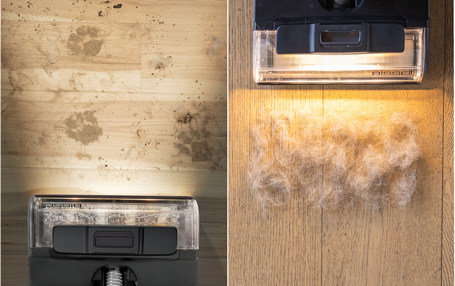 L'éclairage FurFinder™ détecte 9 fois plus* de poils d'animaux